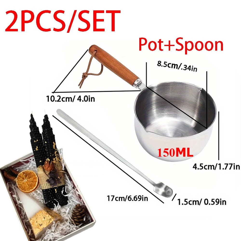 2PCS/SET Wood Handle Wax Melti - Candle Making Jug recension och pris
