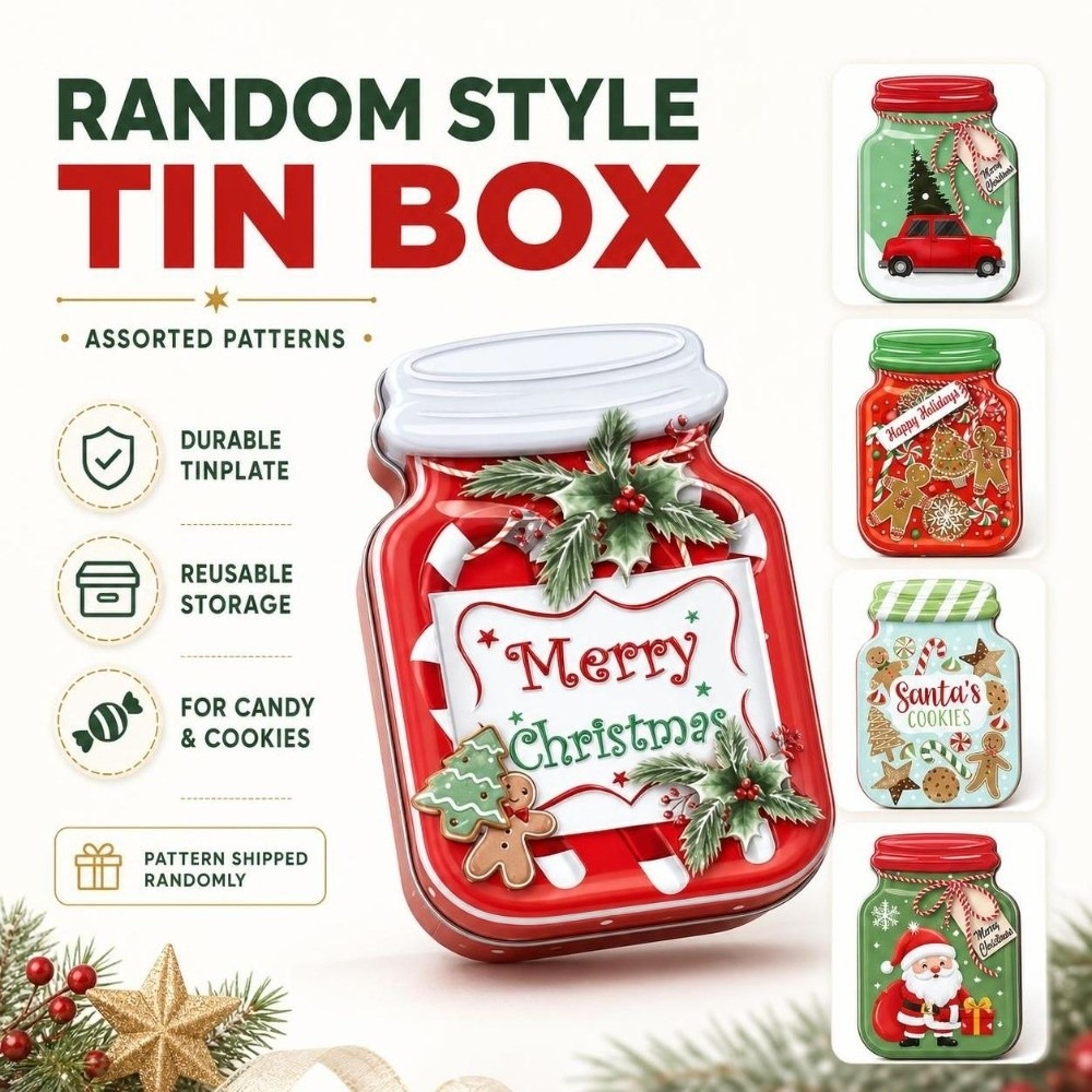 Portable Metal Christmas Tin B - Tin Container Lid recension och pris